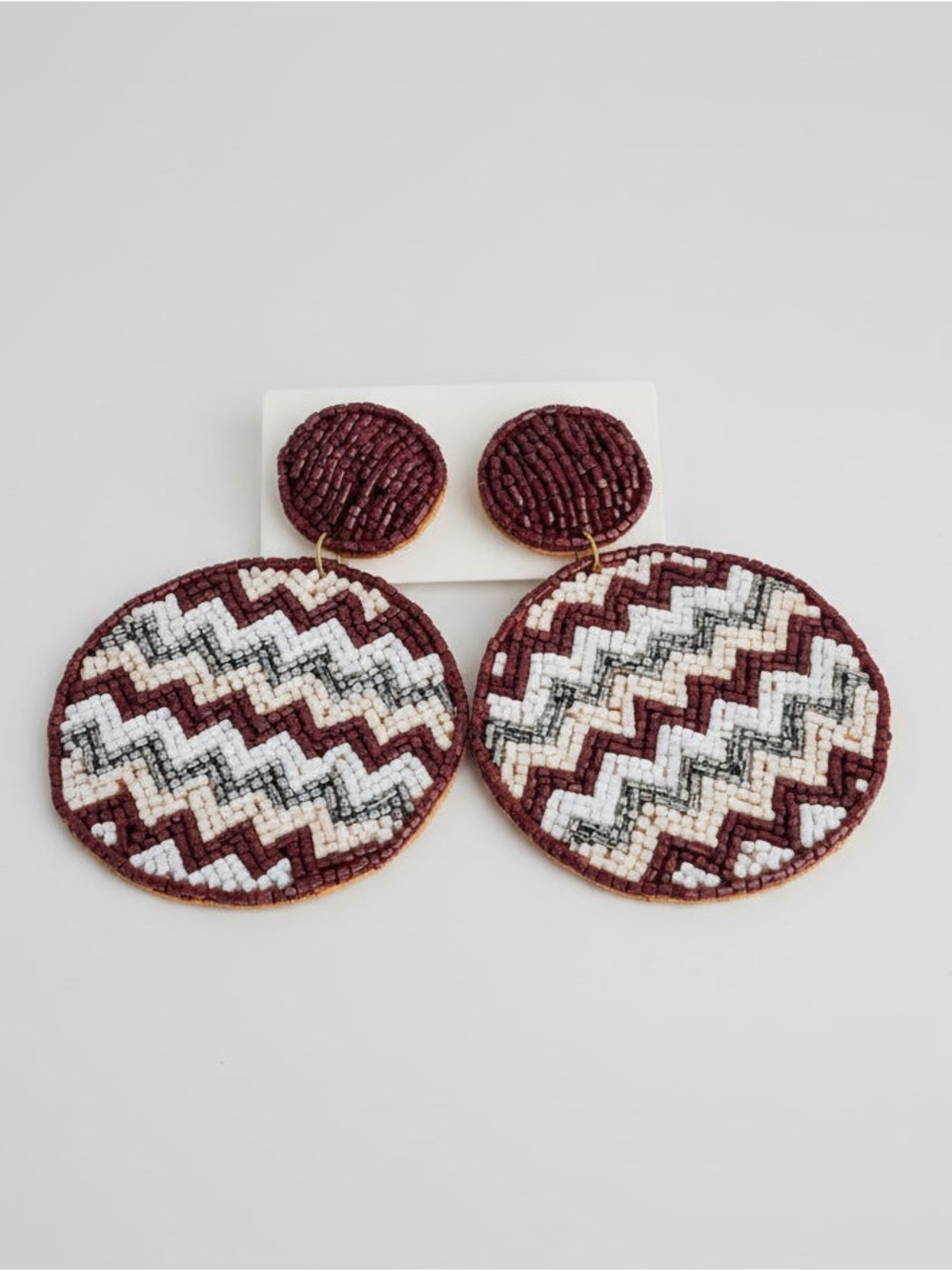 Coffee Zigzag Beaded Earrings